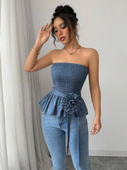 Flower Smocked Tube Top OutfitFlow