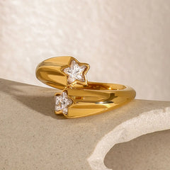 Star Crystal Gold Adjustable Ring OutfitFlow