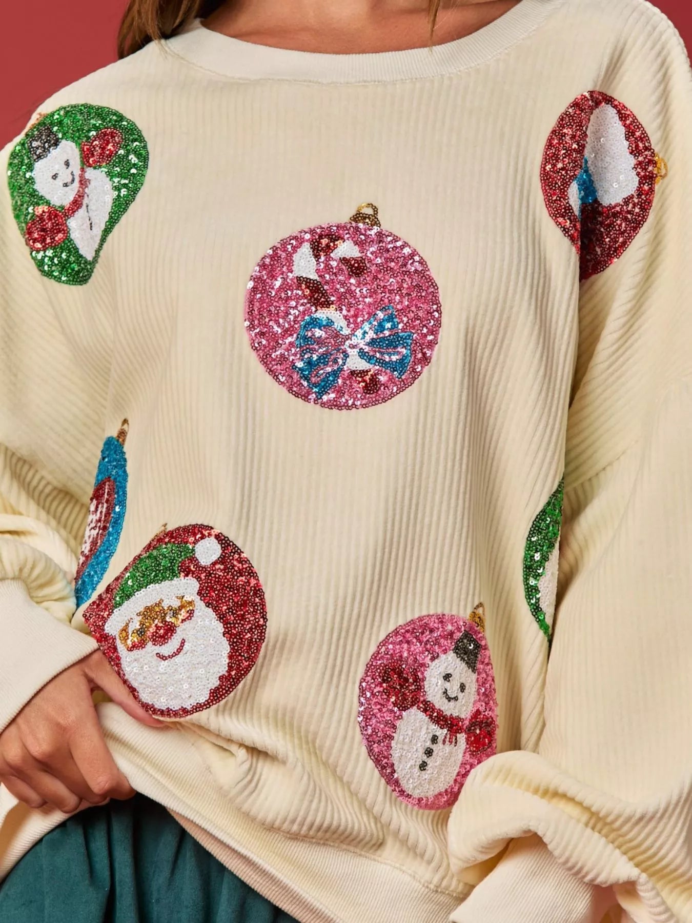 Christmas Sequin Embellished Sweatshirt OutfitFlow