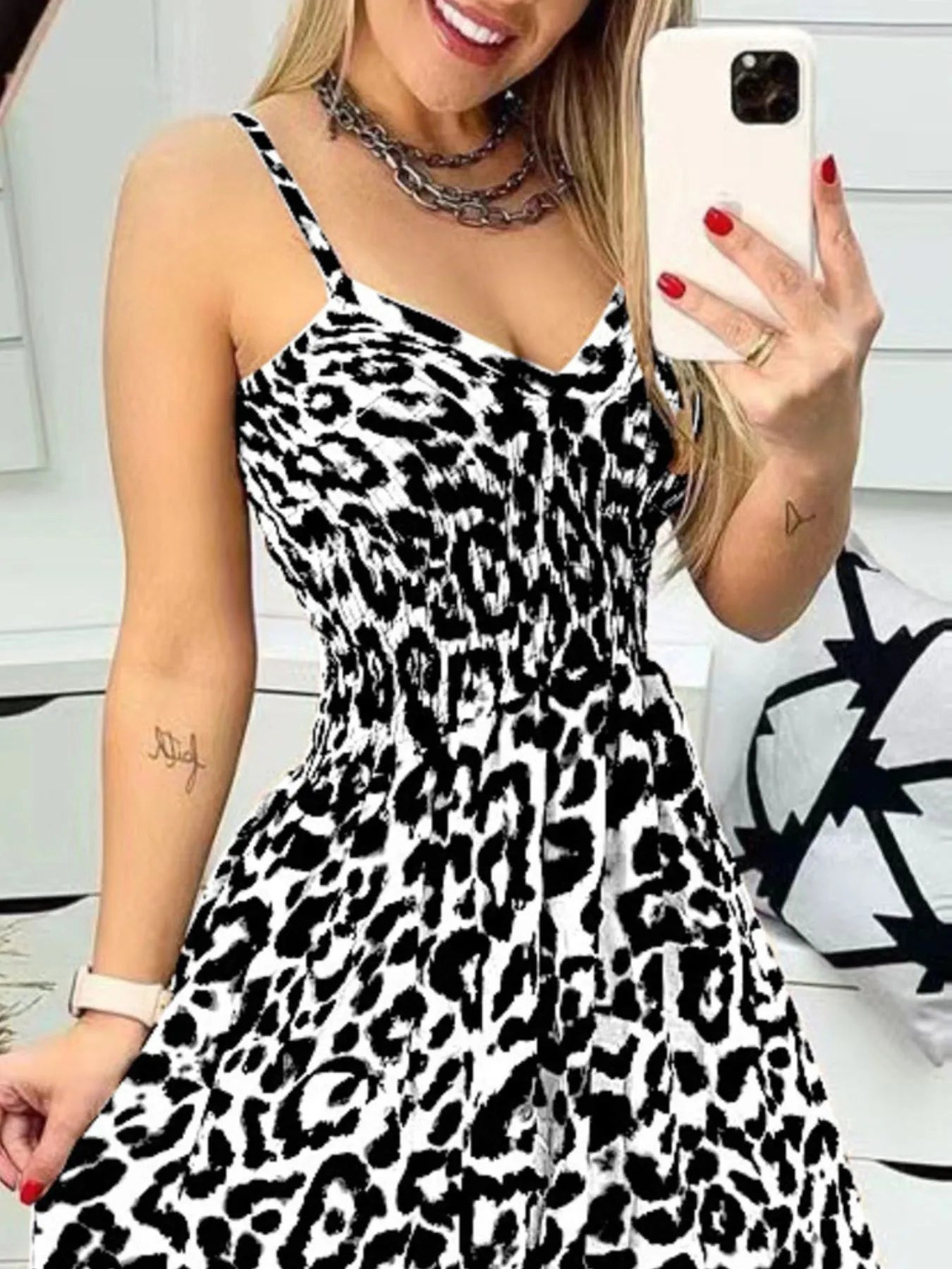 Full Size Leopard Print Spaghetti Strap Maxi Dress Plus Size OutfitFlow