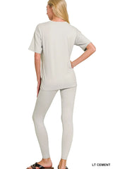 Zenana Brushed Dty Microfiber Short Sleeve Top and Pants Loungewear Set OutfitFlow