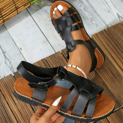 Open Toe Flats Sandals Black OutfitFlow
