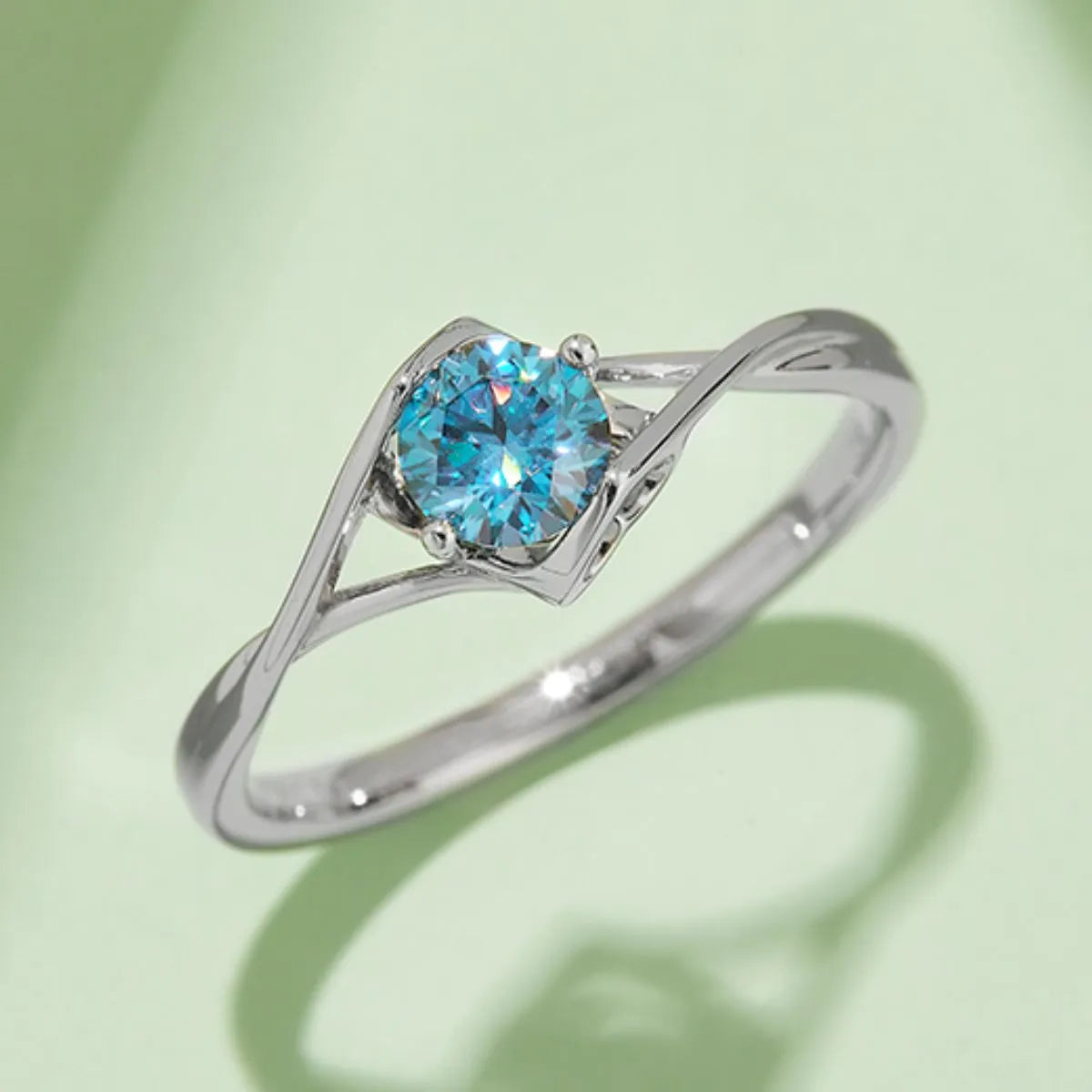 Moissanite 925 Sterling Silver Ring Light Blue OutfitFlow