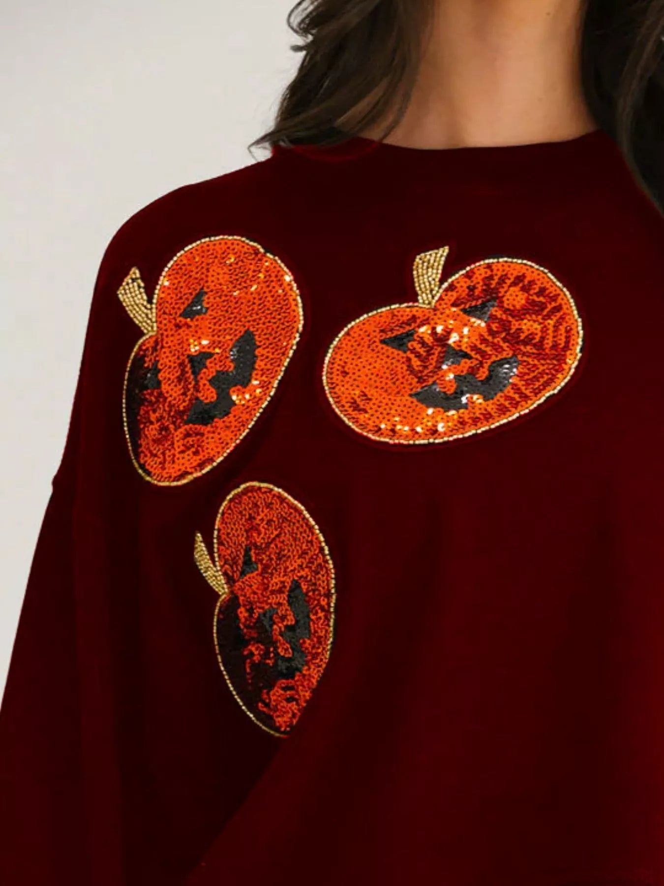 Halloween Pumpkin Round Neck Sweatshirt OutfitFlow