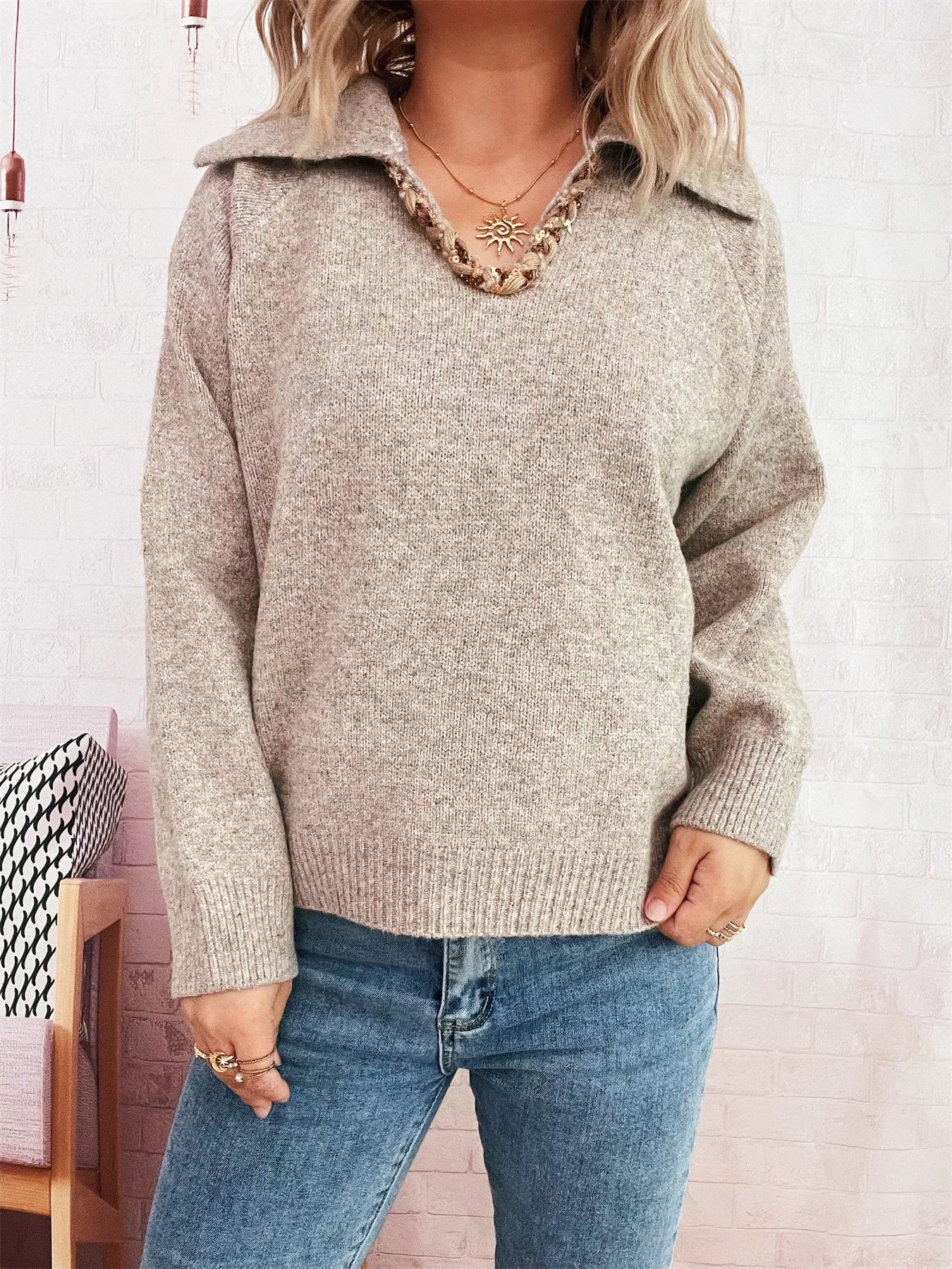 Ribbed Hem Raglan Sleeve Sweater OutfitFlow