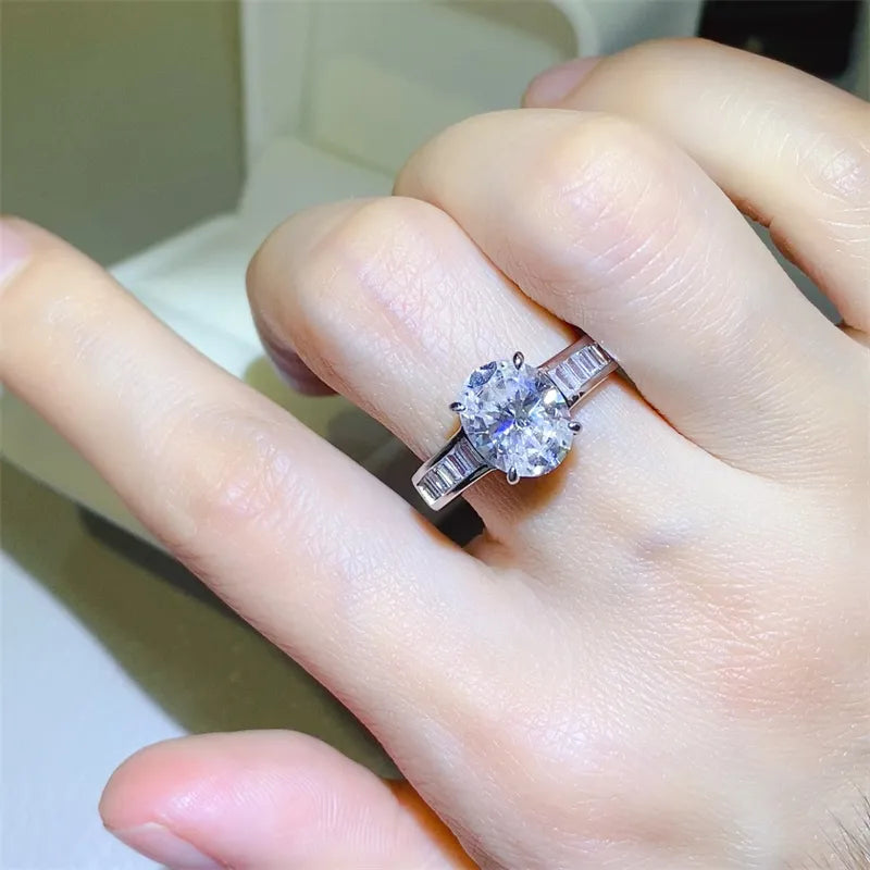 3 Carat Moissanite 925 Sterling Silver Ring Silver OutfitFlow