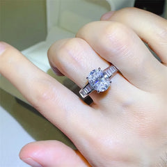 3 Carat Moissanite 925 Sterling Silver Ring Silver OutfitFlow
