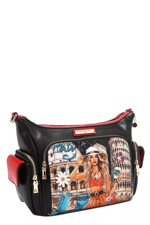 Nicole Lee USA Martha Travels Italy Multi Pocket Shoulder Bag OutfitFlow