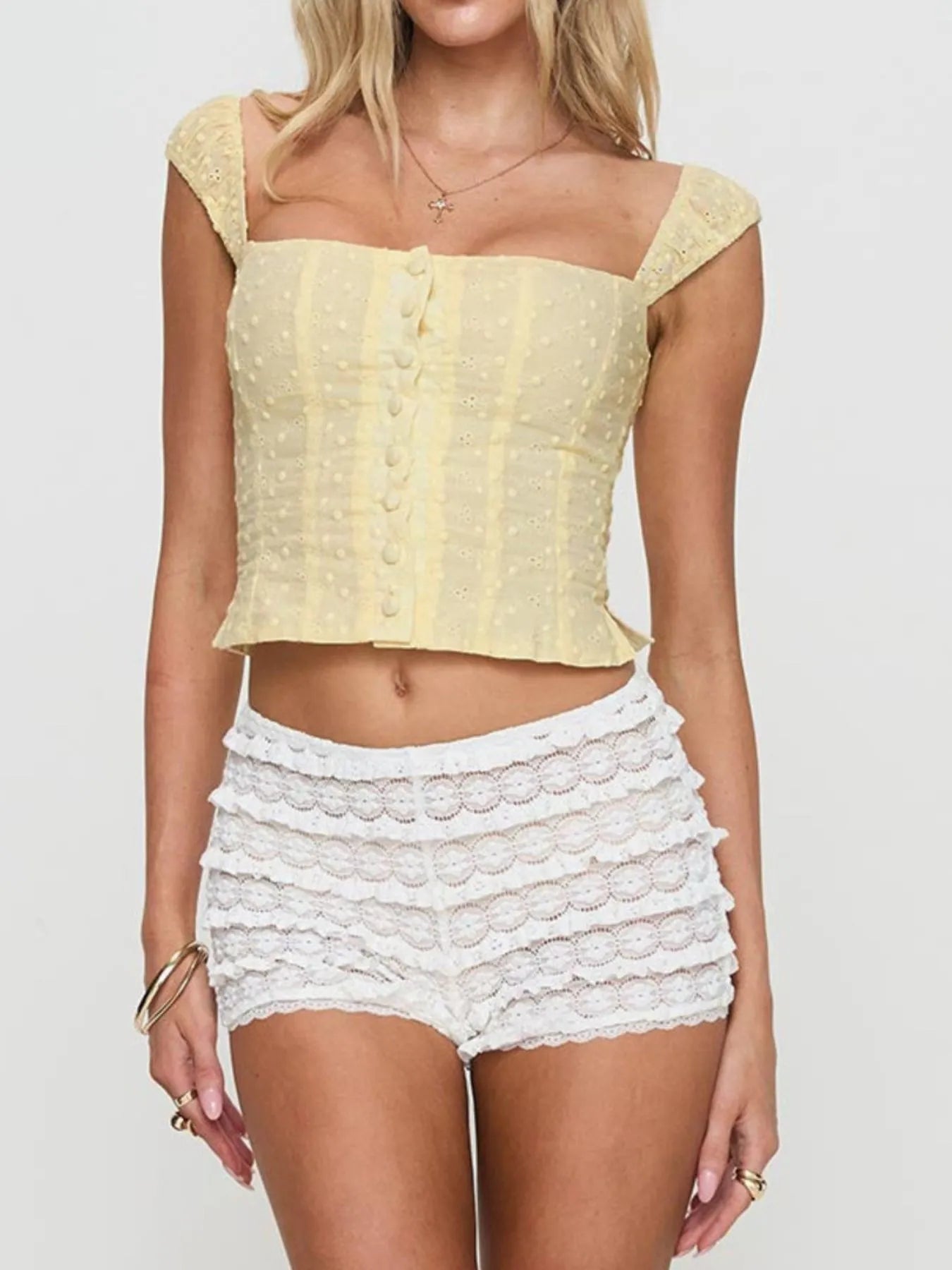 Smocked Square Neck Top OutfitFlow