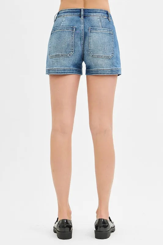 RISEN Low Rise Patched Pocket Shorts OutfitFlow