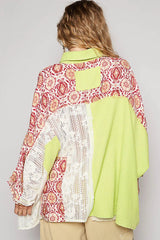 POL Thermal and Crochet Lace Mix Shirt with Floral Pattern Trendsi