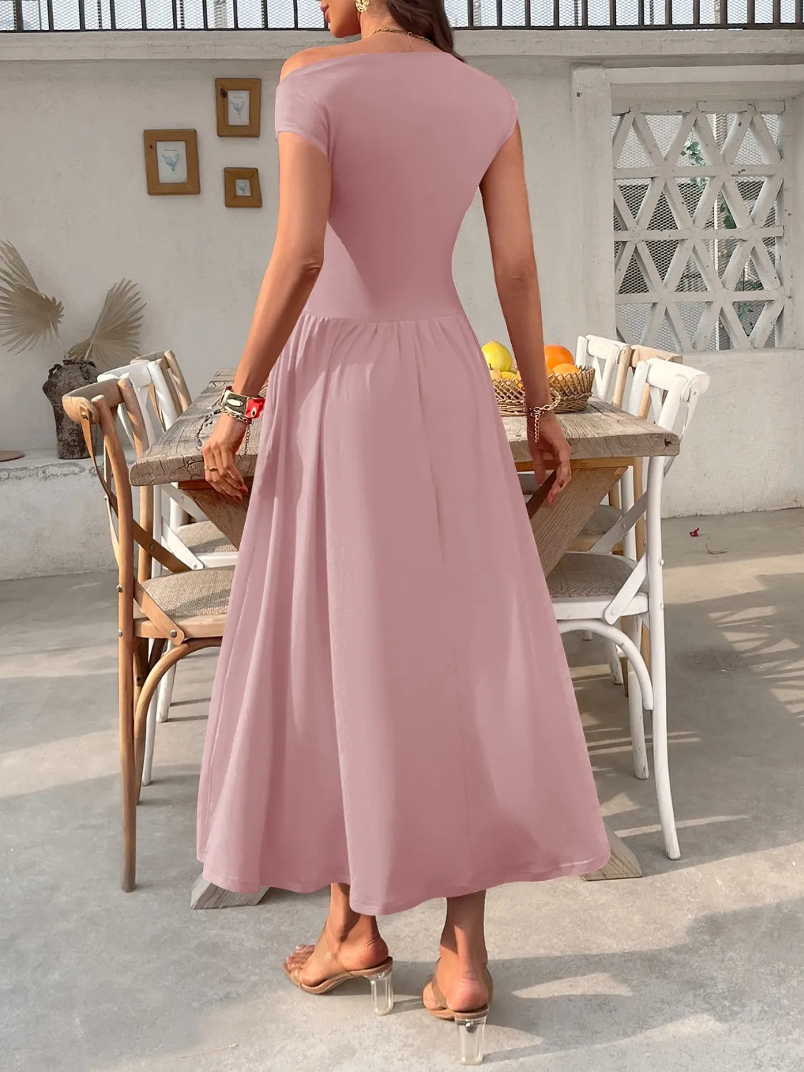 Single Shoulder Dress with Pockets OutfitFlow