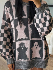 Ghost Dropped Shoulder Long Sleeve Sweater Dusty Pink OutfitFlow