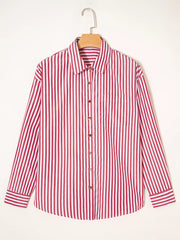 Striped Button-Up Long Sleeve Shirt OutfitFlow