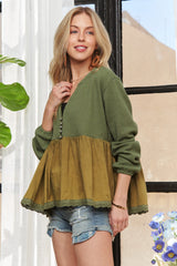 ADORA Mineral Washed Babydoll Tunic Top OutfitFlow