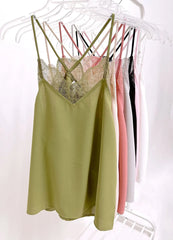 BiBi Lace Cami Solid Tank Top OutfitFlow