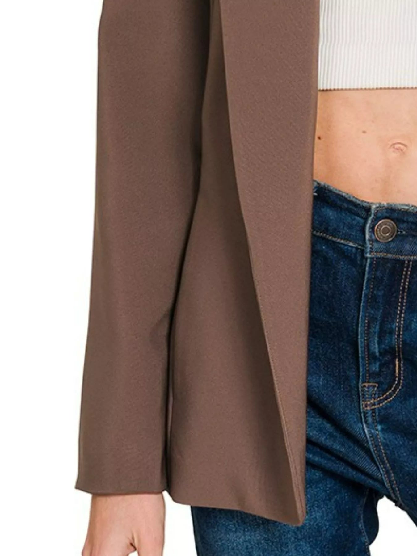 Zenana Woven Long Sleeve Blazer With Lining OutfitFlow