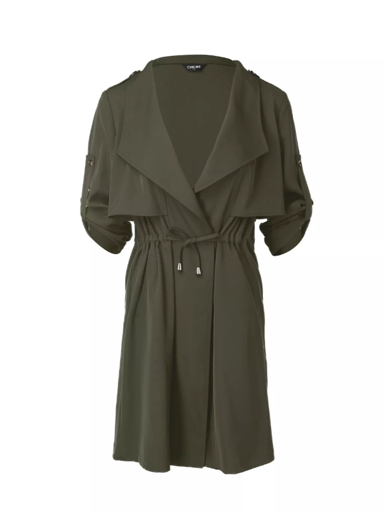 Drape Collar Lightweight Trench Coat OutfitFlow