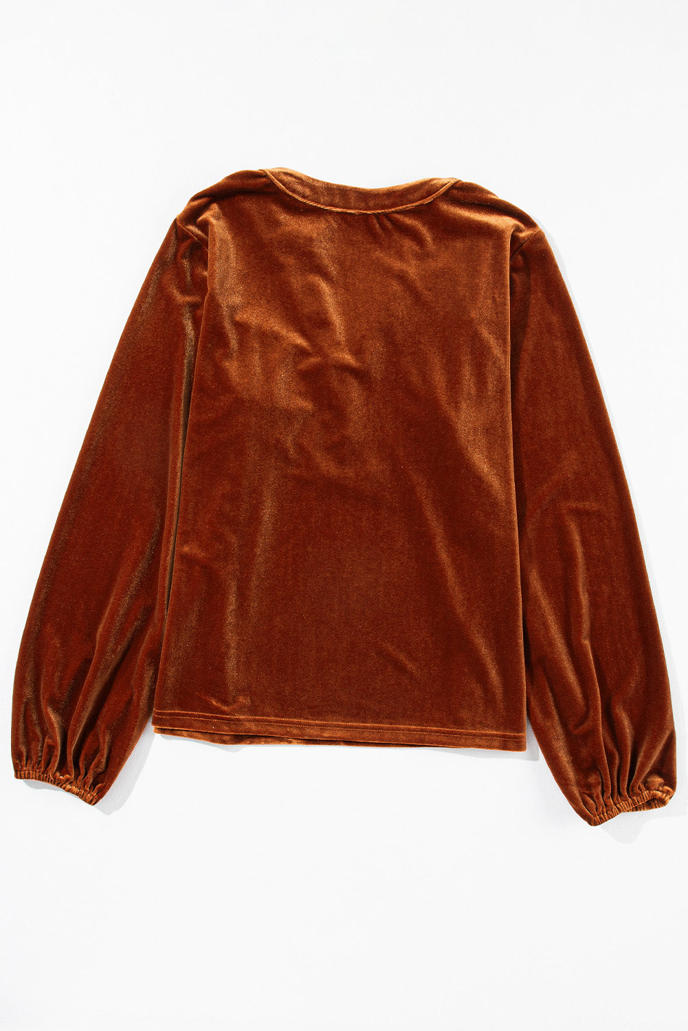 Outfit Flow - Notched Long Sleeve Velvet Top