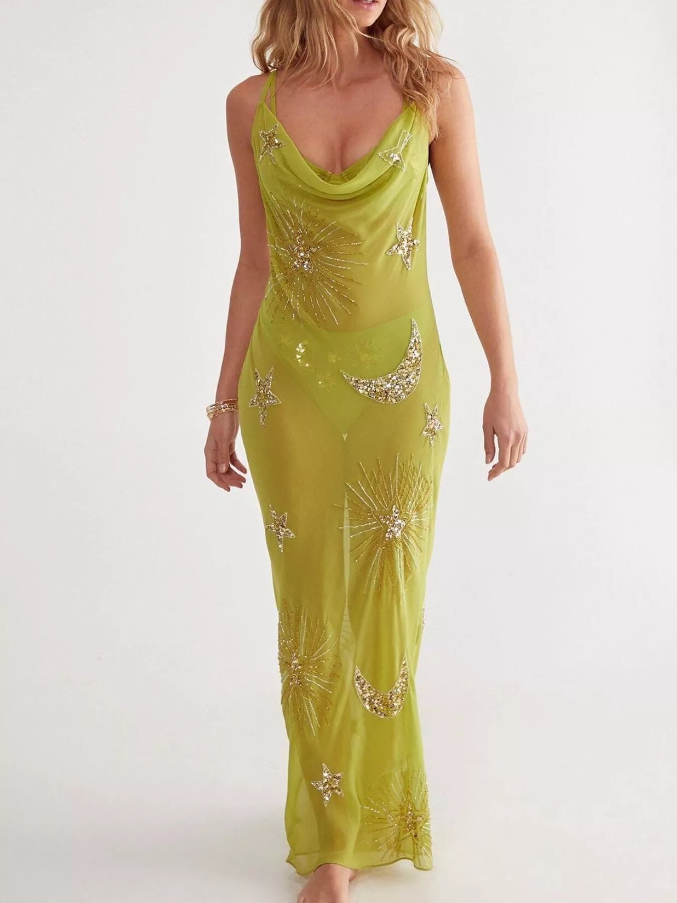 Cowl Neck Maxi Cami Dress OutfitFlow