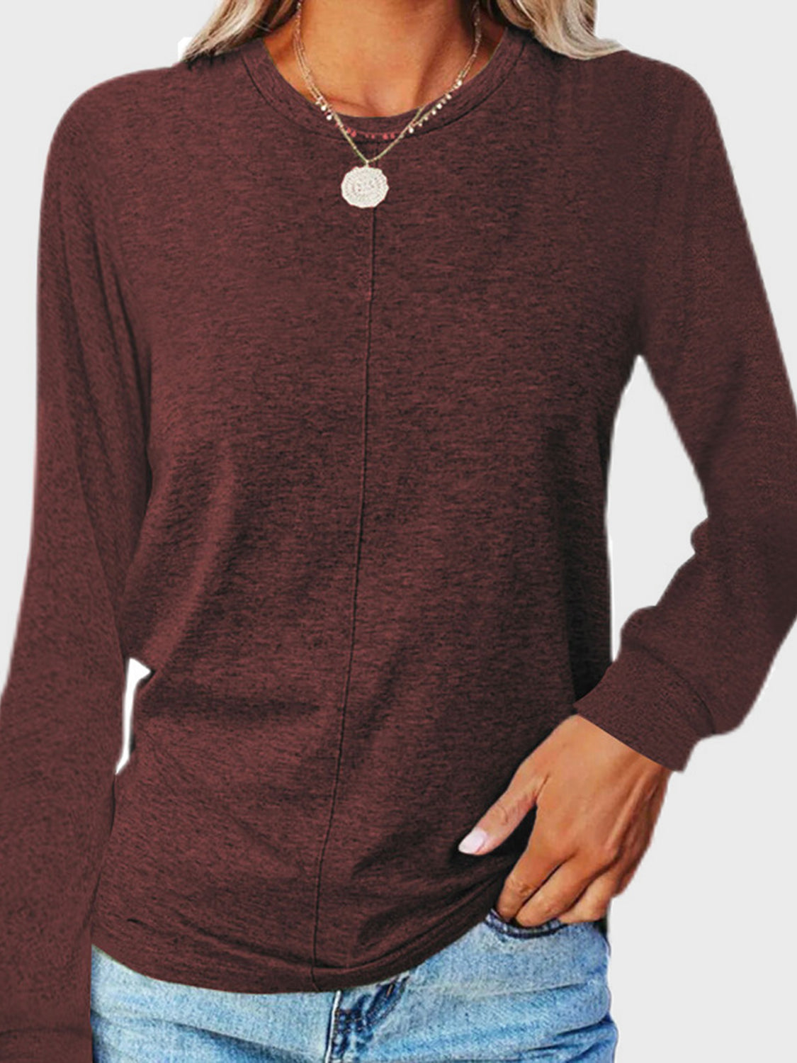 Outfit Flow - Full Size Round Neck Long Sleeve T-Shirt