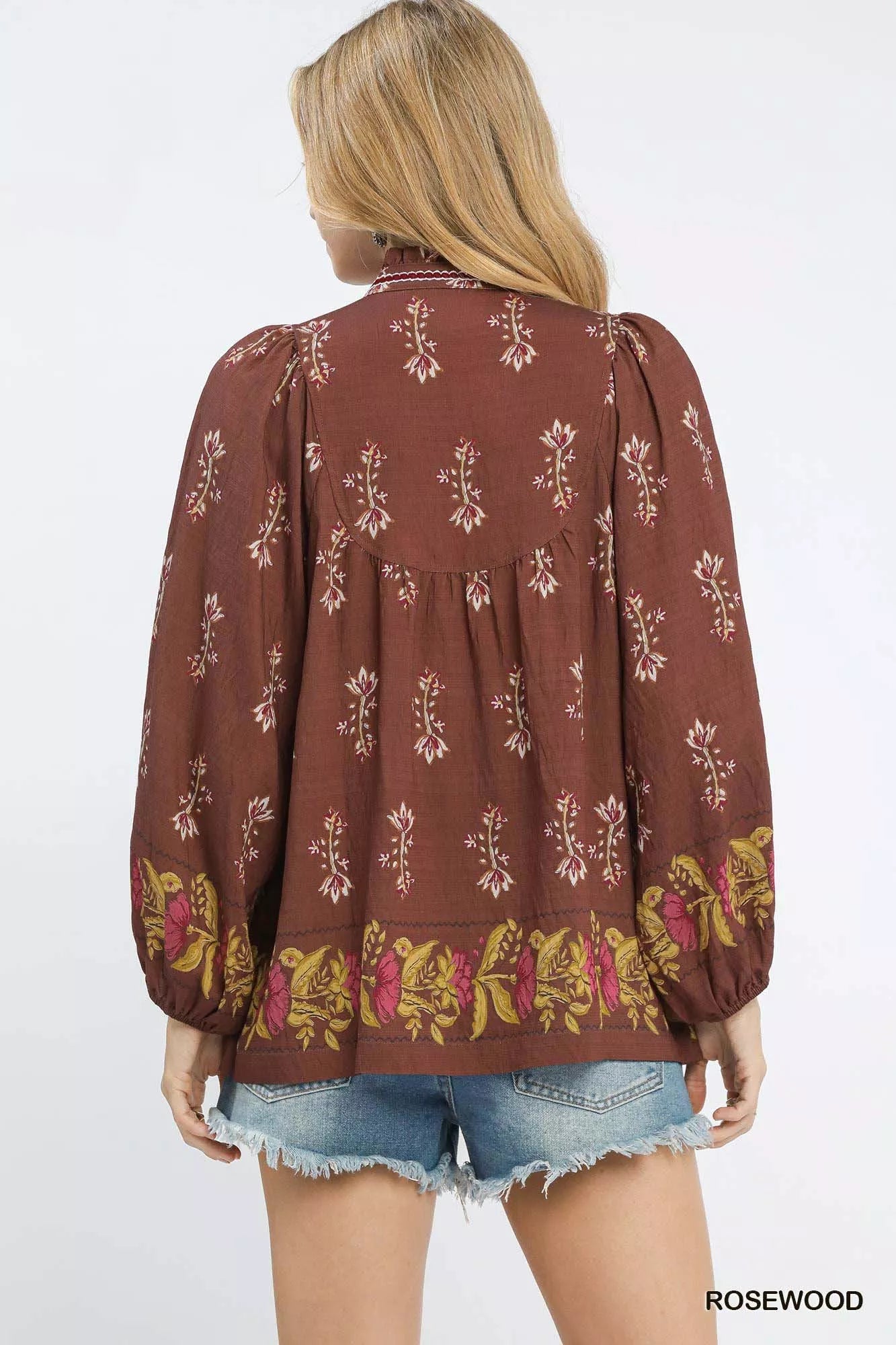 Umgee Floral Boho Peasant Blouse OutfitFlow
