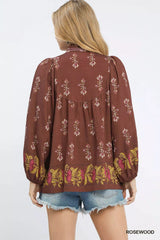 Umgee Floral Boho Peasant Blouse OutfitFlow