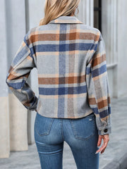 Plaid Oversized Button-Up Cropped Jacket OutfitFlow