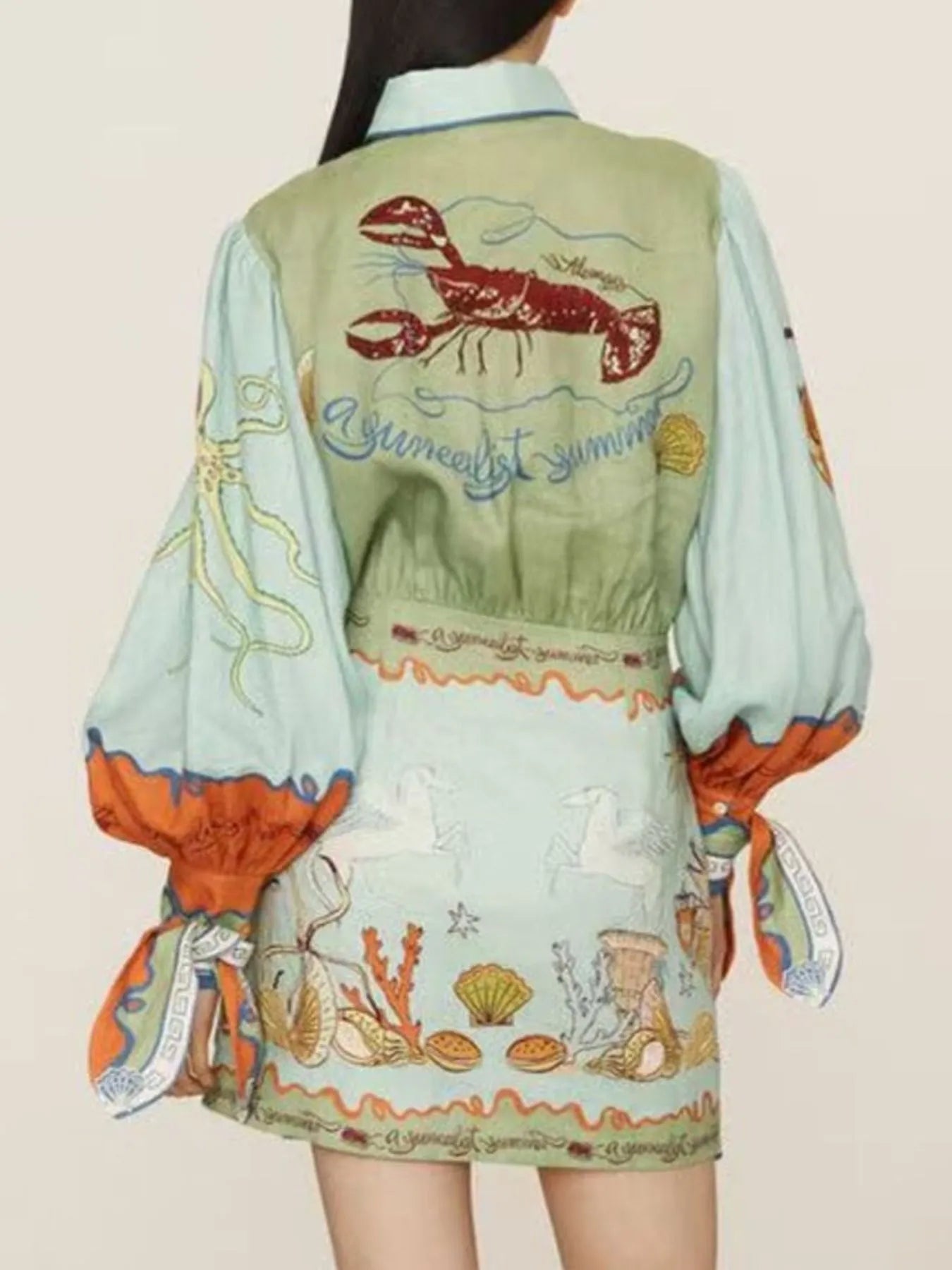 Printed Long Sleeve Shirt Dress OutfitFlow