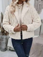 Outfit Flow - Fuzzy Button Up Collared Neck Jacket