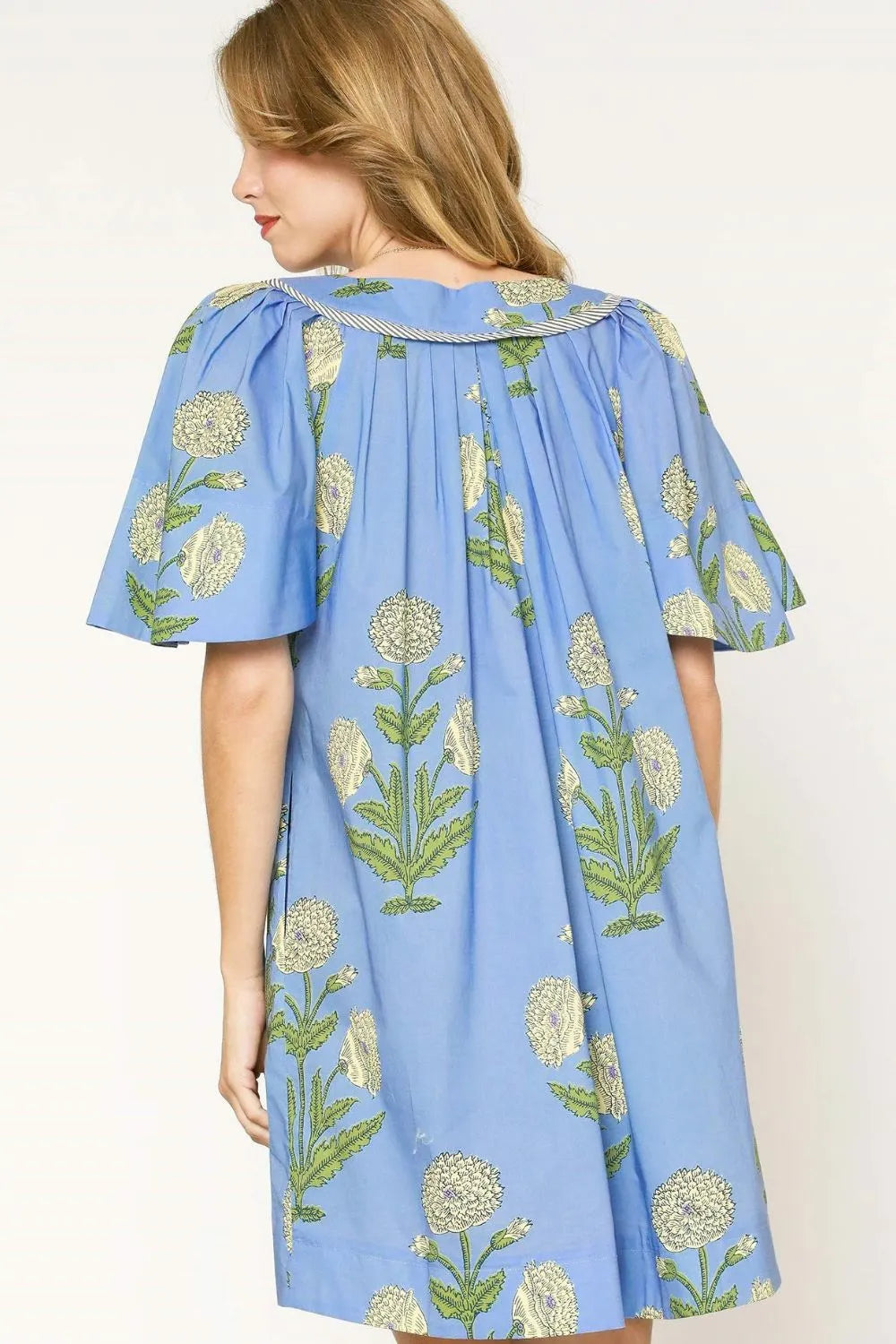 Umgee Tropical Print Bell Sleeve Mini Dress OutfitFlow