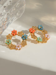 Outfit Flow - Synthetic Crystal Stainless Steel Flower Earrings