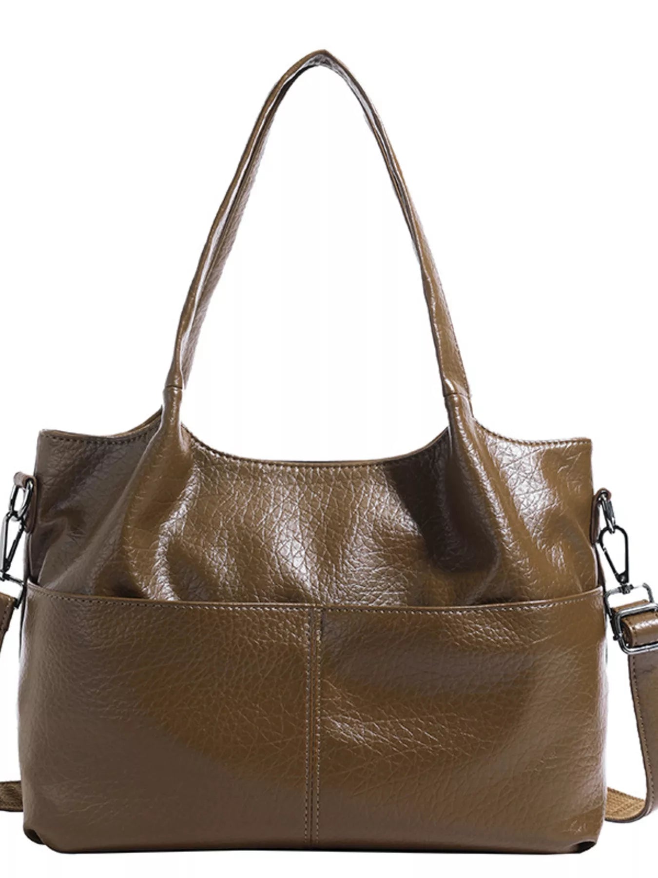 PU Leather Adjustable Strap Handbag OutfitFlow