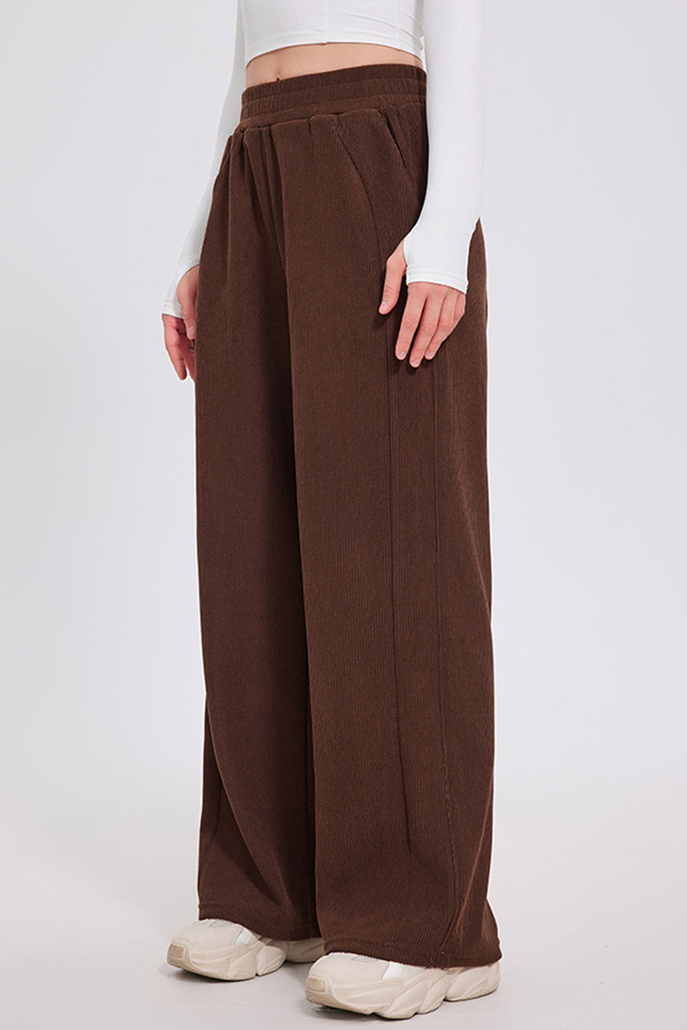 Basic Bae Elastic Waist Wide Leg Pants