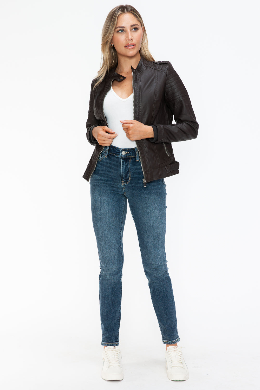 Outfit Flow - Snobbish PU Leather Biker Jacket with Side Zip Pockets