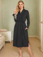 Tied Lounge Nightgown with Pockets Black OutfitFlow