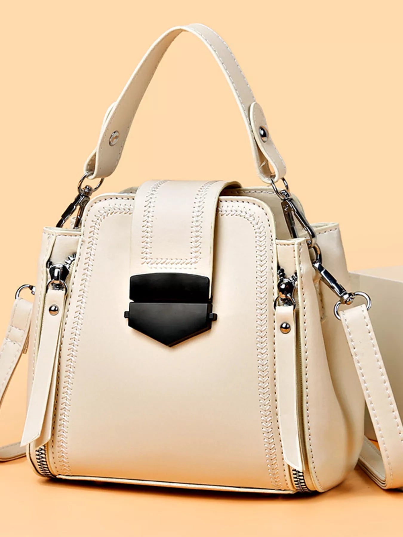 Leather Bucket Crossbody Bag White onesize OutfitFlow