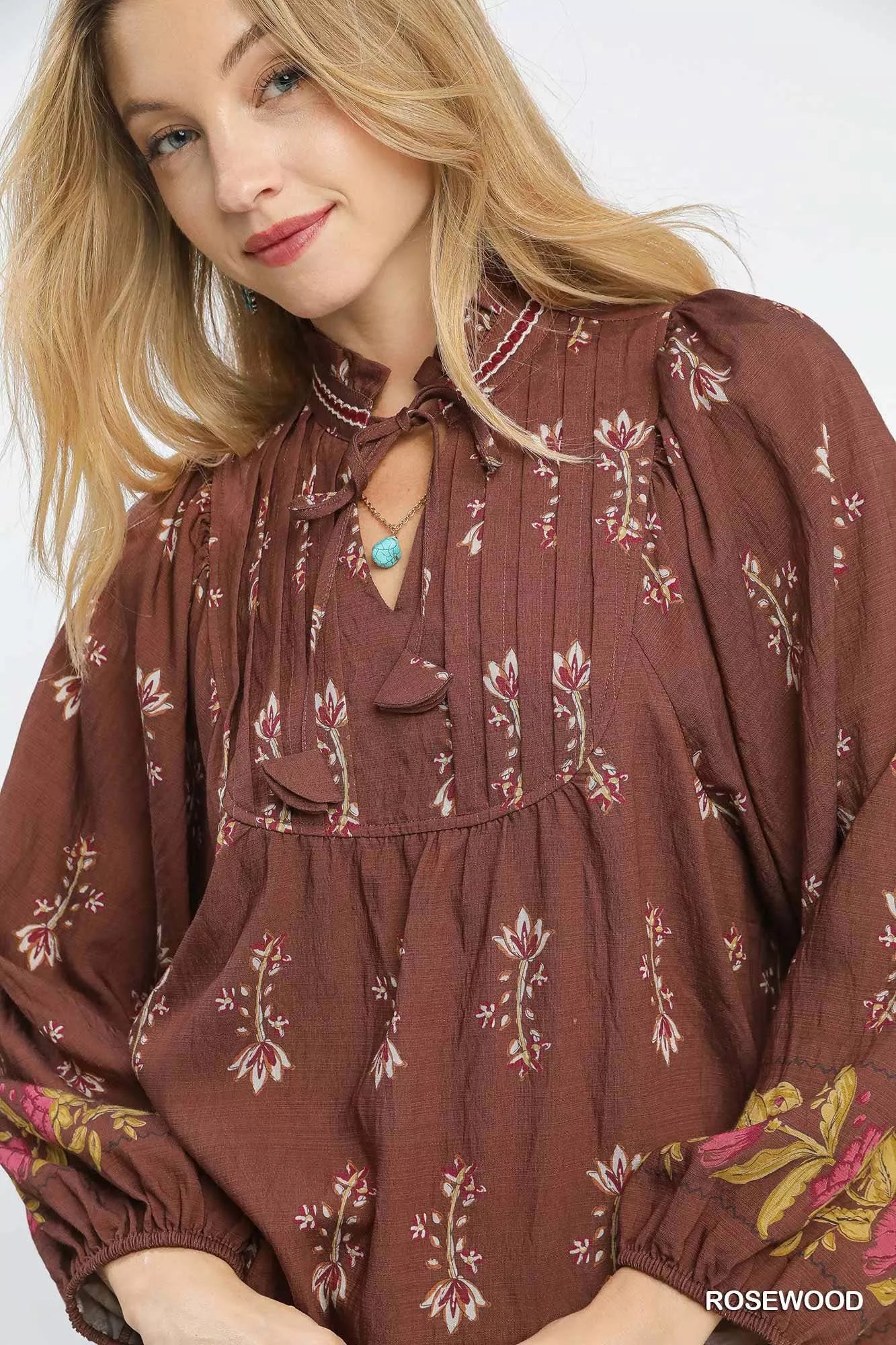 Umgee Floral Boho Peasant Blouse OutfitFlow