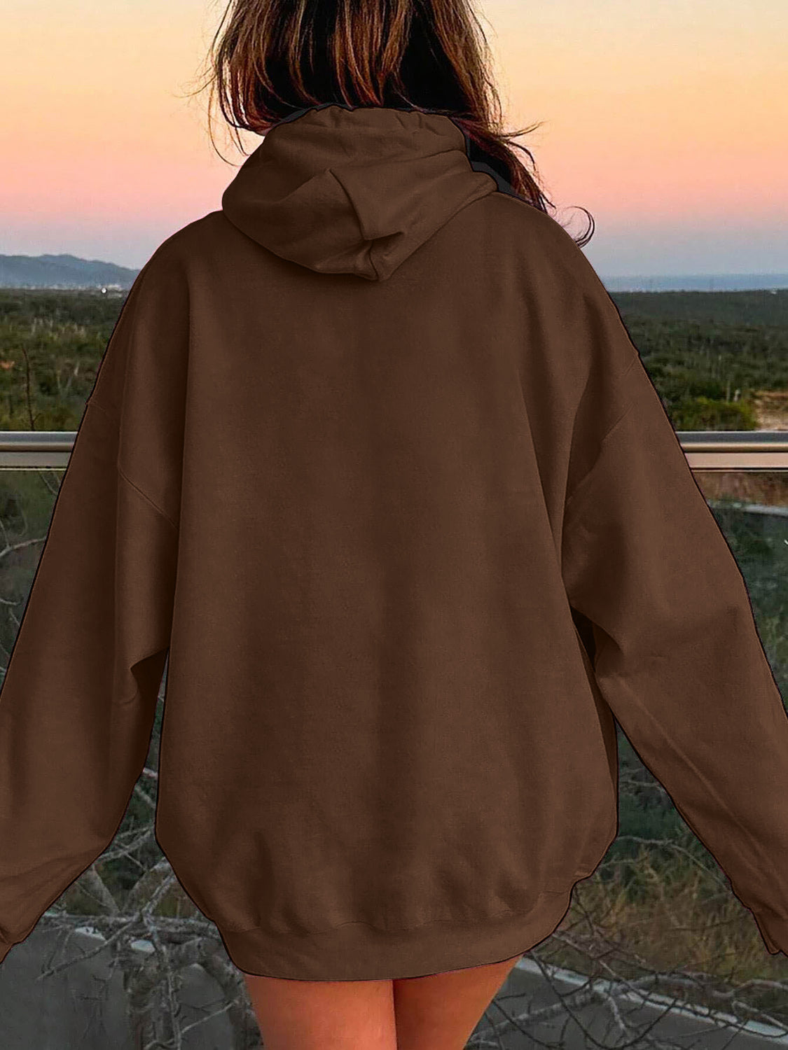 Drawstring Dropped Shoulder Hoodie OutfitFlow