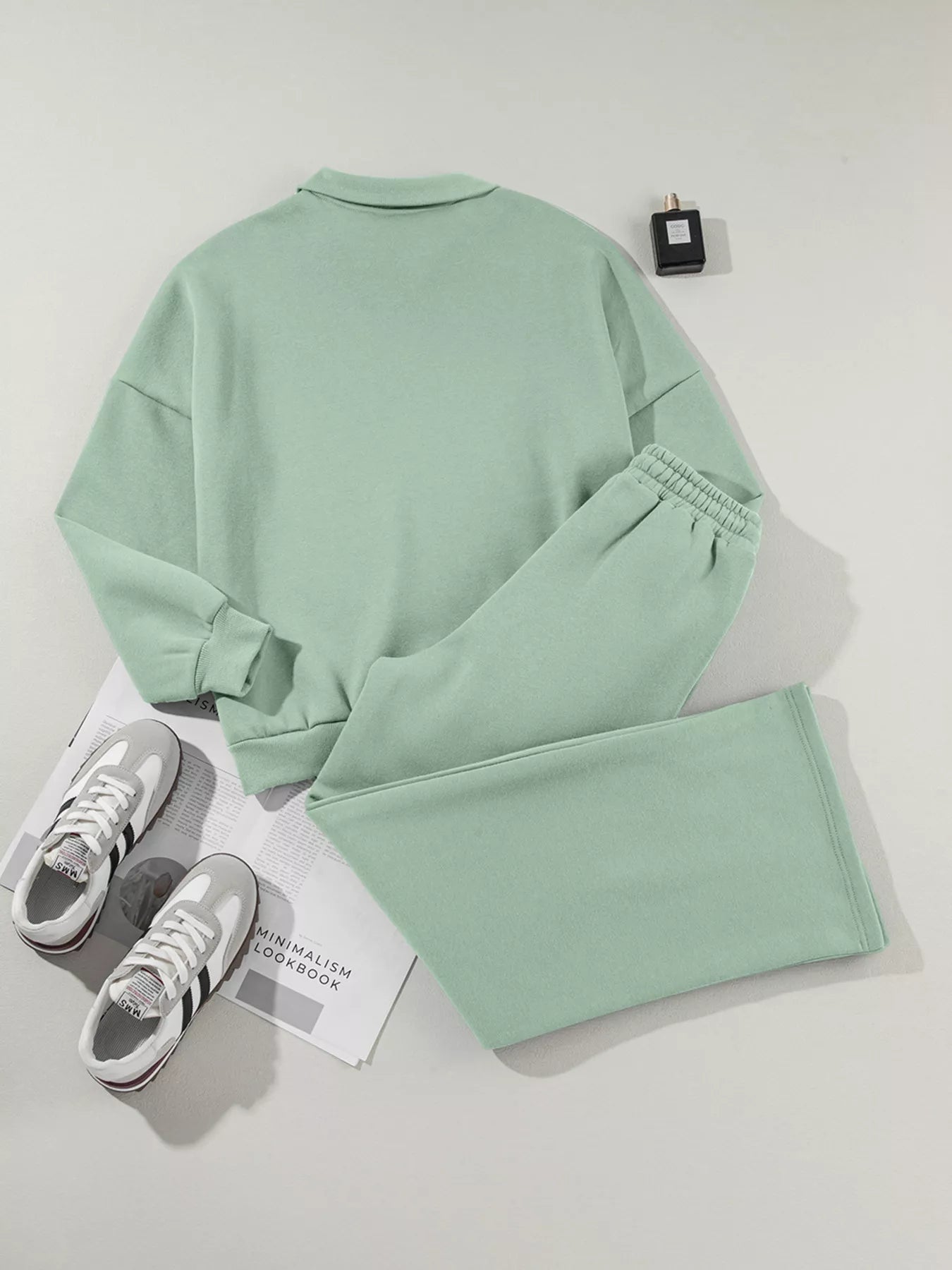 Drop Shoulder Zip Up Jacket and Drawstring Pants Active 2pcs Set OutfitFlow