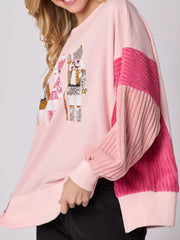 Nutcracker Long Sleeve Sweatshirt with Side Slit OutfitFlow