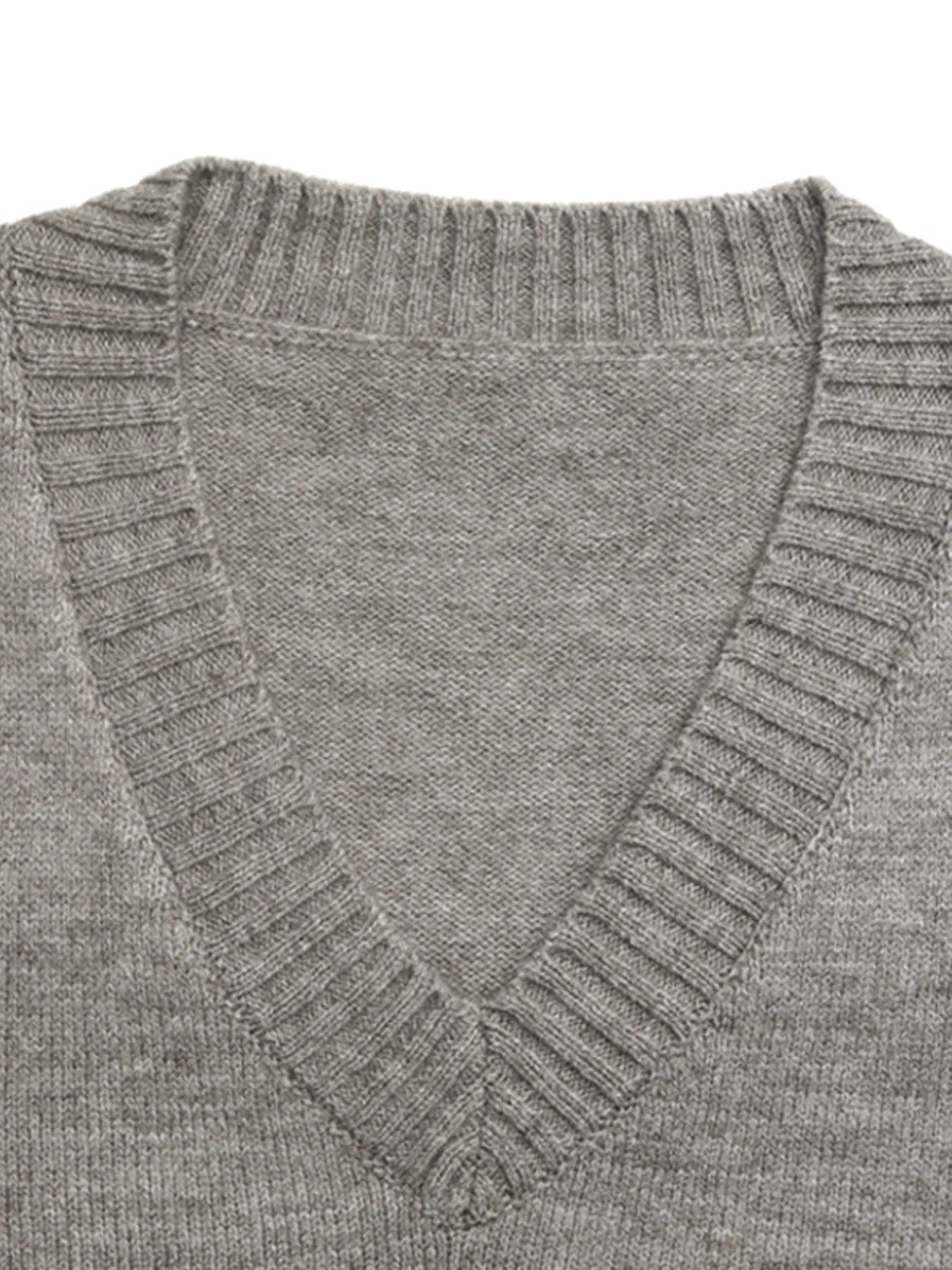 V-Neck Vest and Skirt Knit Set OutfitFlow