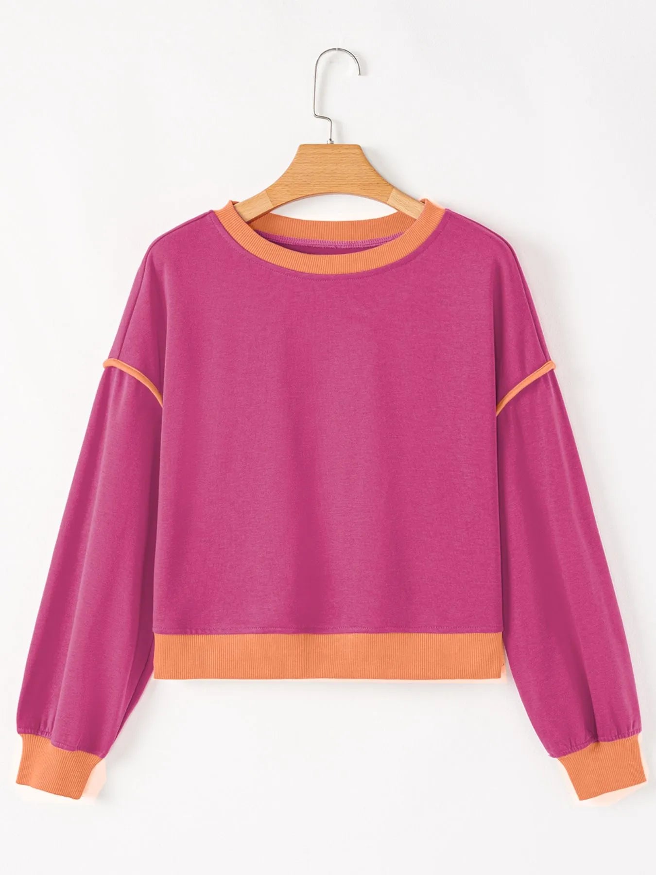 Contrast Trim Long Sleeve Top and Skort Set OutfitFlow