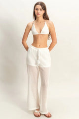 HYFVE Crochet Bra and Drawstring Pants Set CREAM OutfitFlow