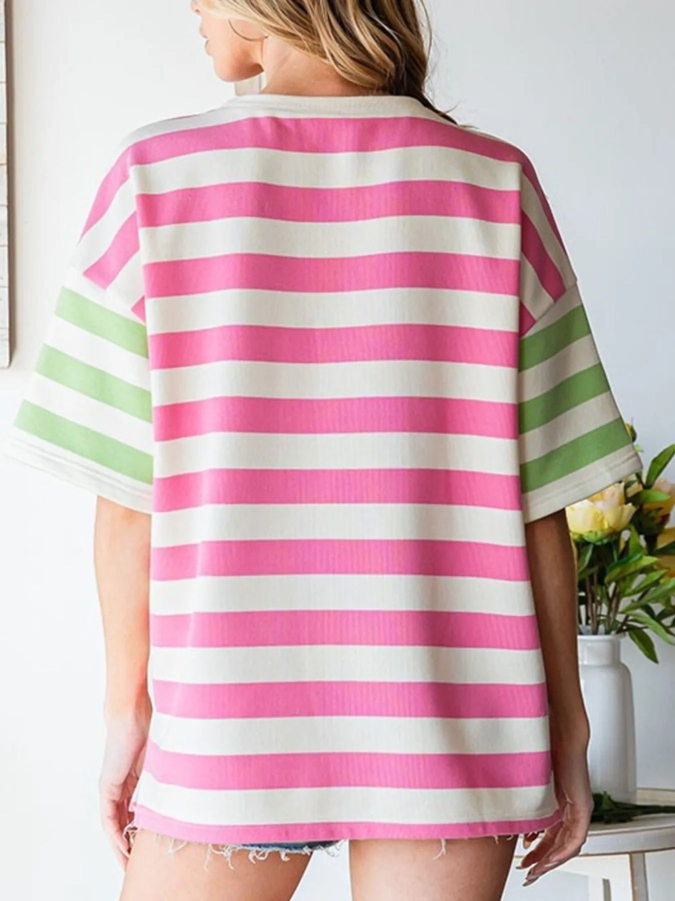 Striped Oversized Short Sleeve T-Shirt OutfitFlow