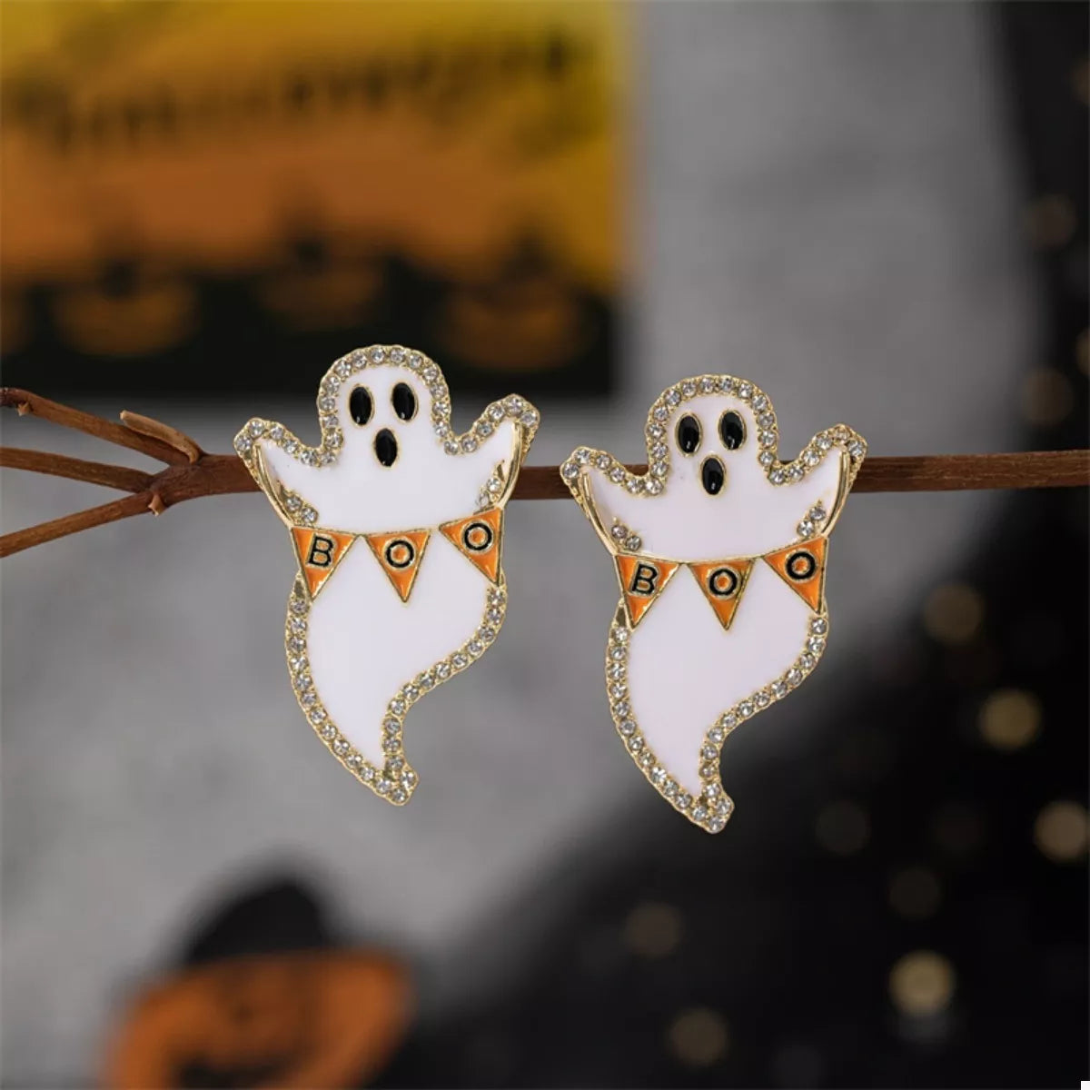 Halloween Ghost and Pumpkin Dangle Earrings OutfitFlow