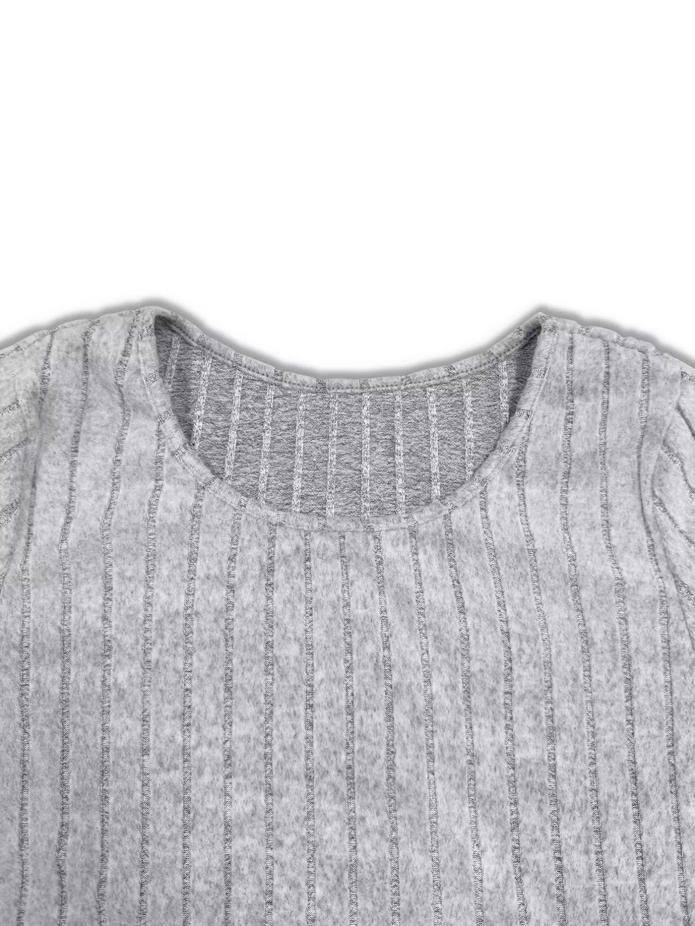 Plus Size Ribbed Knit Long Sleeve Split Dress & Leggings Set OutfitFlow