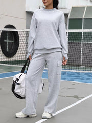Dropped Shoulder Sweatshirt and Pants Set OutfitFlow