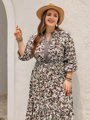 Plus Size Floral Print Long Sleeve Maxi Dress OutfitFlow