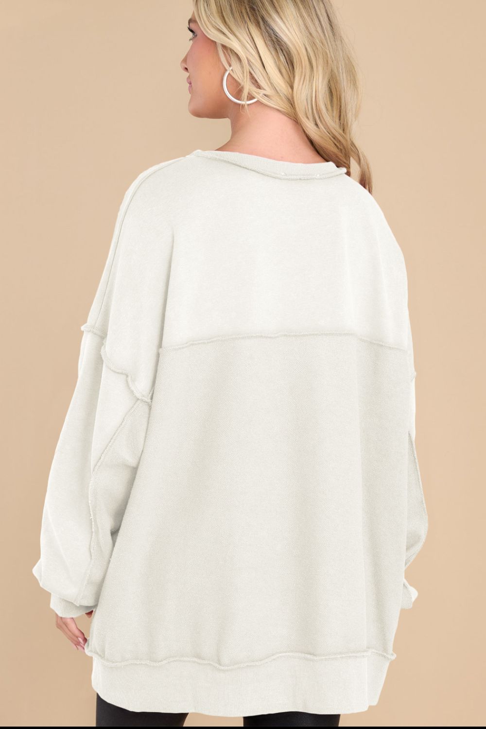 Outfit Flow - Exposed Seam Long Sleeve Sweatshirt